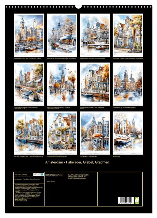 Amsterdam - Fahrräder, Giebel, Grachten (CALVENDO Wandkalender 2027)