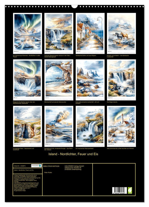 Island - Nordlichter, Feuer und Eis (CALVENDO Wandkalender 2027)