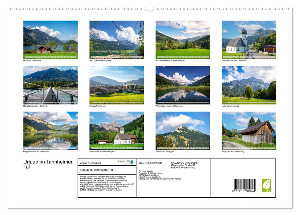 Urlaub im Tannheimer Tal (CALVENDO Premium Wandkalender 2027)