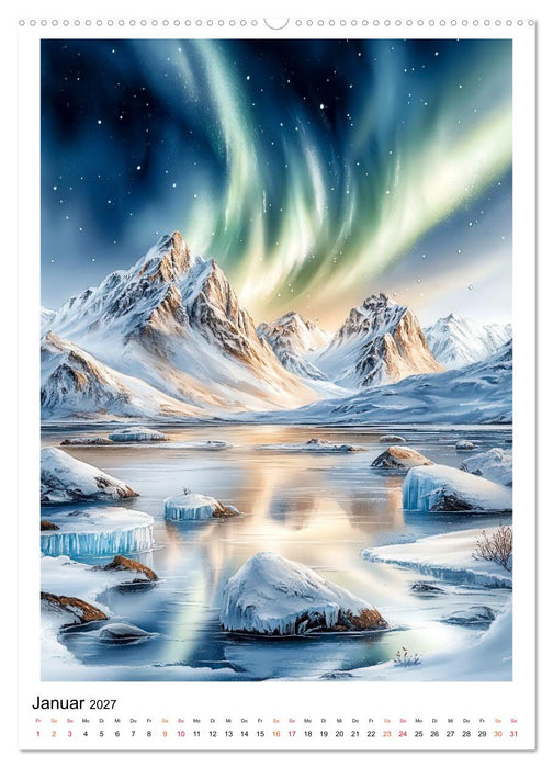 Island - Nordlichter, Feuer und Eis (CALVENDO Premium Wandkalender 2027)