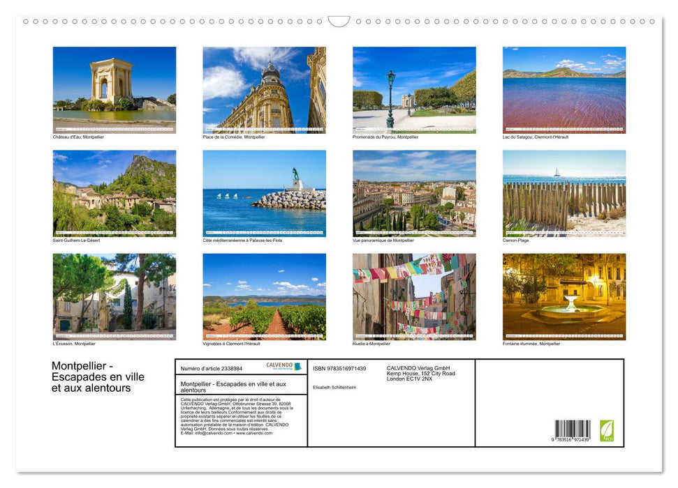 Montpellier - Escapades en ville et aux alentours (CALVENDO Calendrier mensuel 2027)
