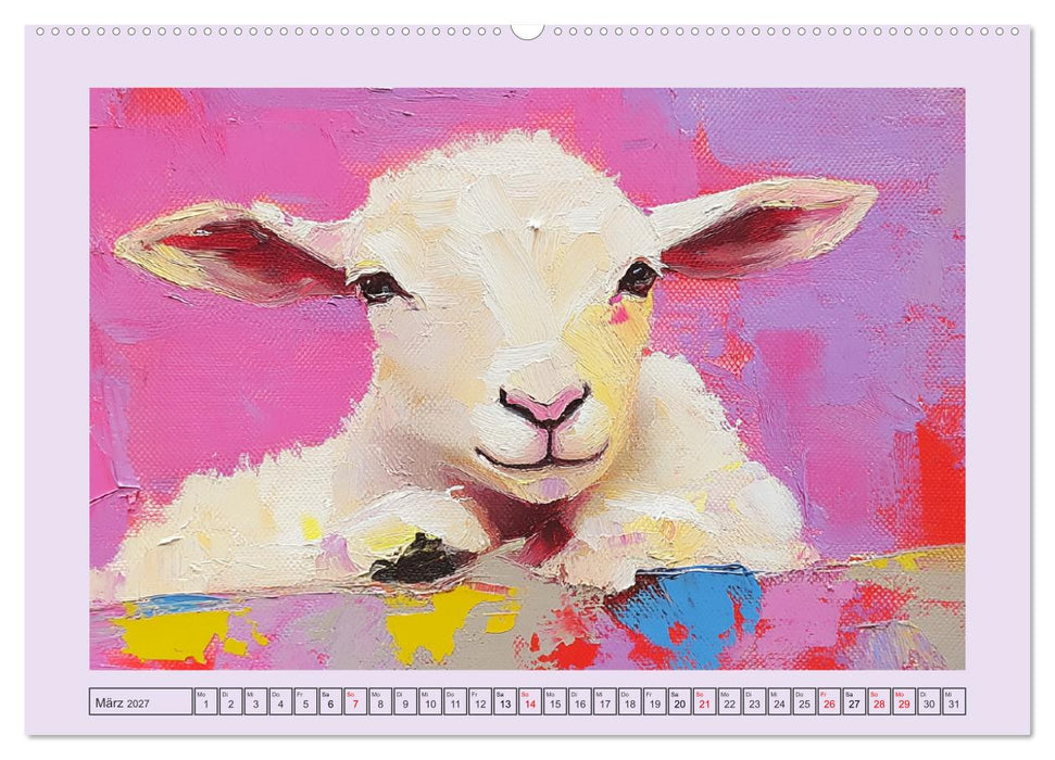 Tiere auf dem Bauernhof. Farbenfrohe Tierportraits im Stil der Ölmalerei (CALVENDO Wandkalender 2027)