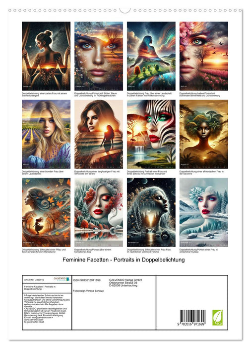 Feminine Facetten - Portraits in Doppelbelichtung (CALVENDO Premium Wandkalender 2027)