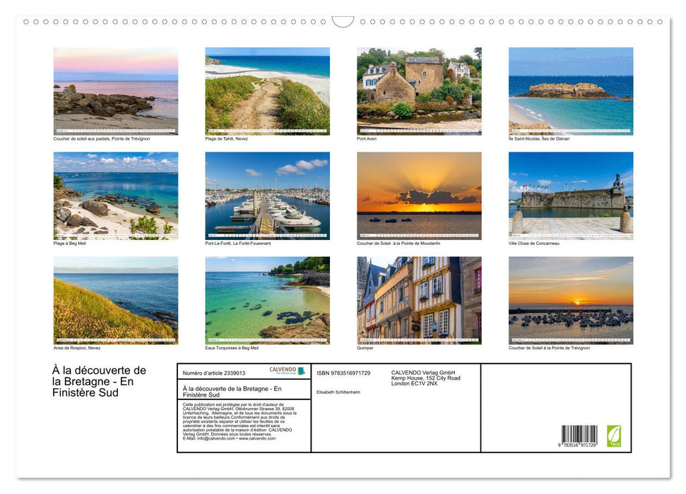 À la découverte de la Bretagne - En Finistère Sud (CALVENDO Calendrier mensuel 2027)