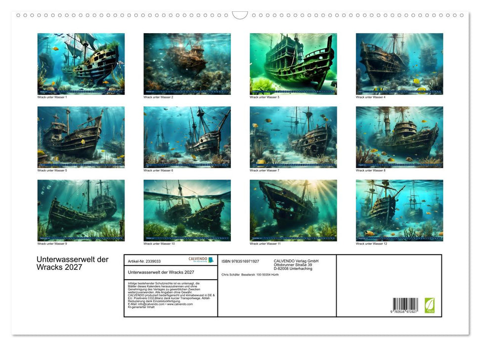 Unterwasserwelt der Wracks 2027 (CALVENDO Wandkalender 2027)