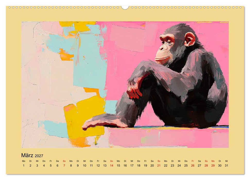 Majestätische Menschenaffen. Faszinierende Wesen in kunstvoller Öloptik (CALVENDO Wandkalender 2027)