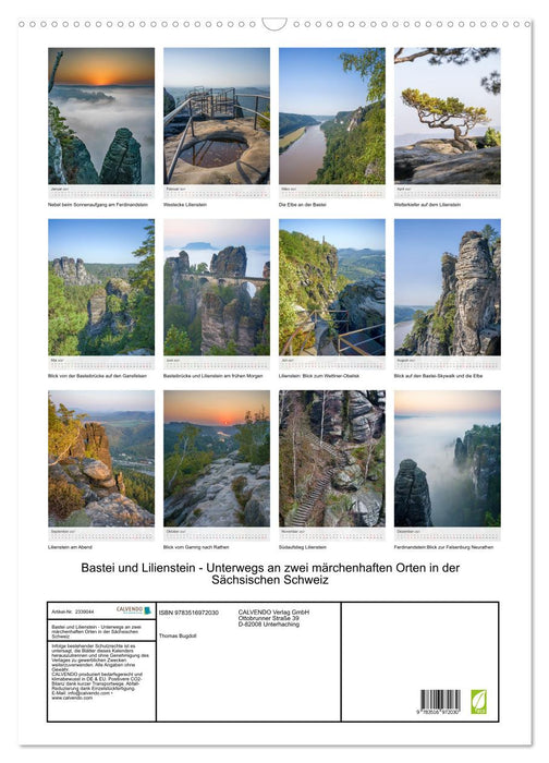 Bastei und Lilienstein - Unterwegs an zwei märchenhaften Orten in der Sächsischen Schweiz (CALVENDO Wandkalender 2027)