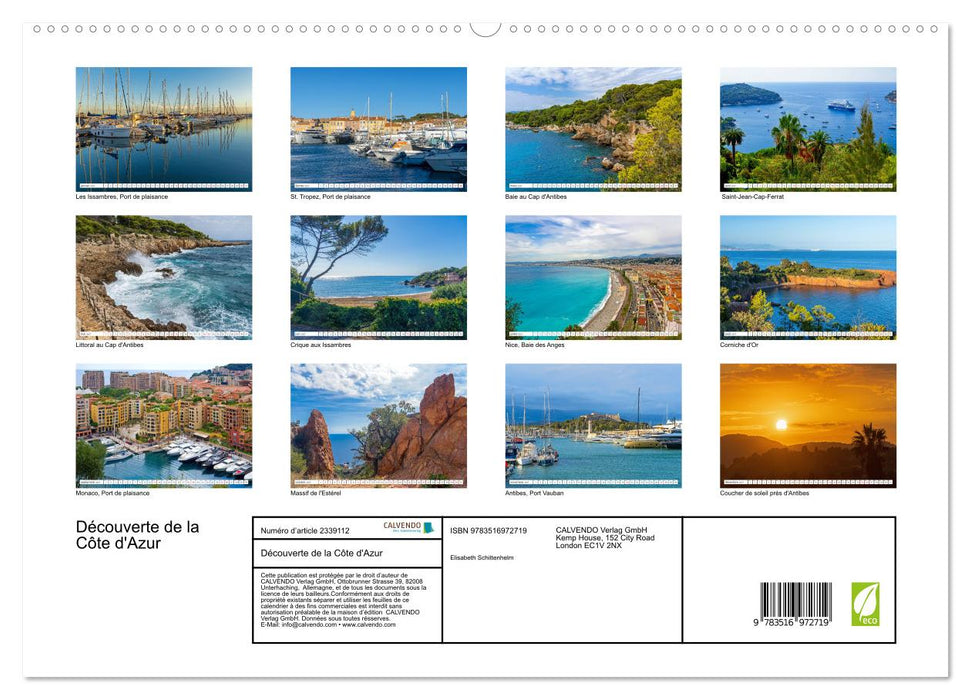 Découverte de la Côte d'Azur (CALVENDO Calendrier supérieur 2027)