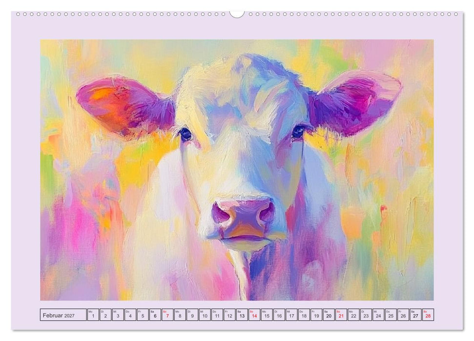 Tiere auf dem Bauernhof. Farbenfrohe Tierportraits im Stil der Ölmalerei (CALVENDO Premium Wandkalender 2027)