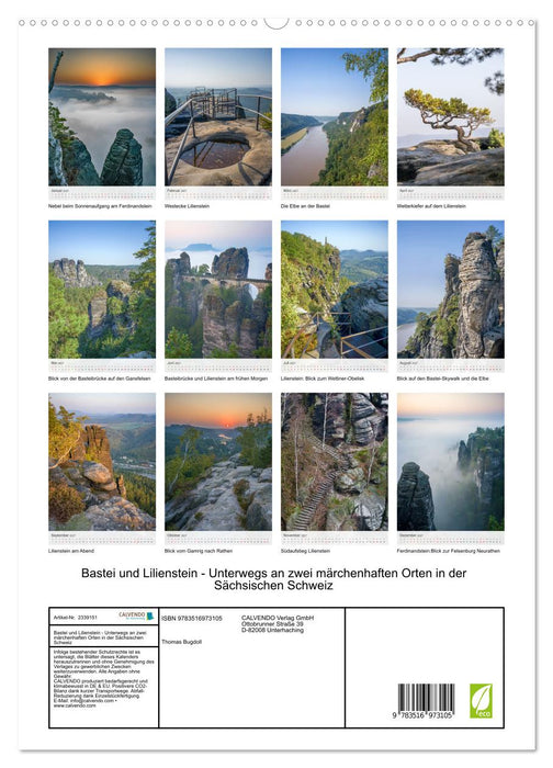 Bastei und Lilienstein - Unterwegs an zwei märchenhaften Orten in der Sächsischen Schweiz (CALVENDO Premium Wandkalender 2027)