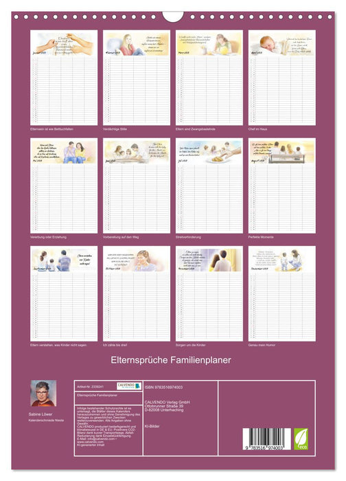 Elternsprüche Familienplaner (CALVENDO Wandkalender 2027)