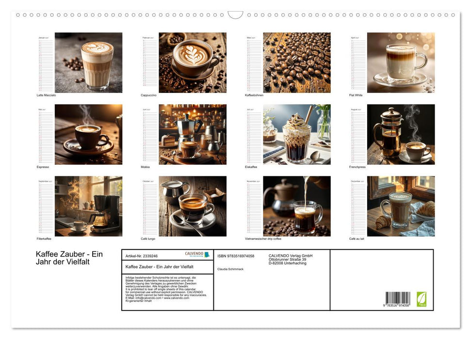 Kaffee Zauber - Ein Jahr der Vielfalt (CALVENDO Wandkalender 2027)