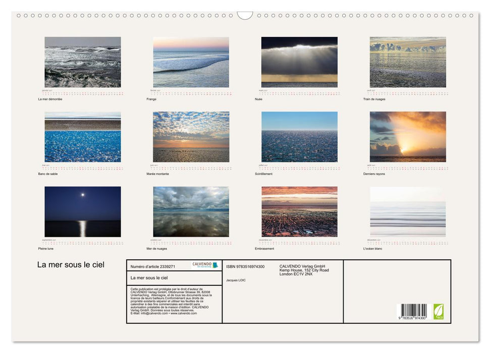 La mer sous le ciel (CALVENDO Calendrier mensuel 2027)