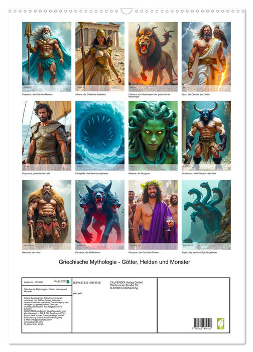 Griechische Mythologie - Götter, Helden und Monster (CALVENDO Wandkalender 2027)