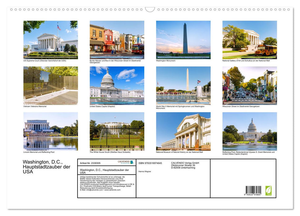 Washington, D.C., Hauptstadtzauber der USA (CALVENDO Wandkalender 2027)