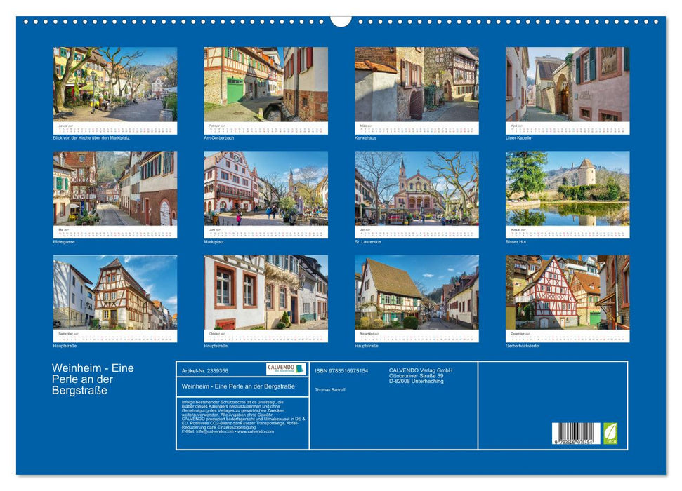 Weinheim - Eine Perle an der Bergstraße (CALVENDO Wandkalender 2027)