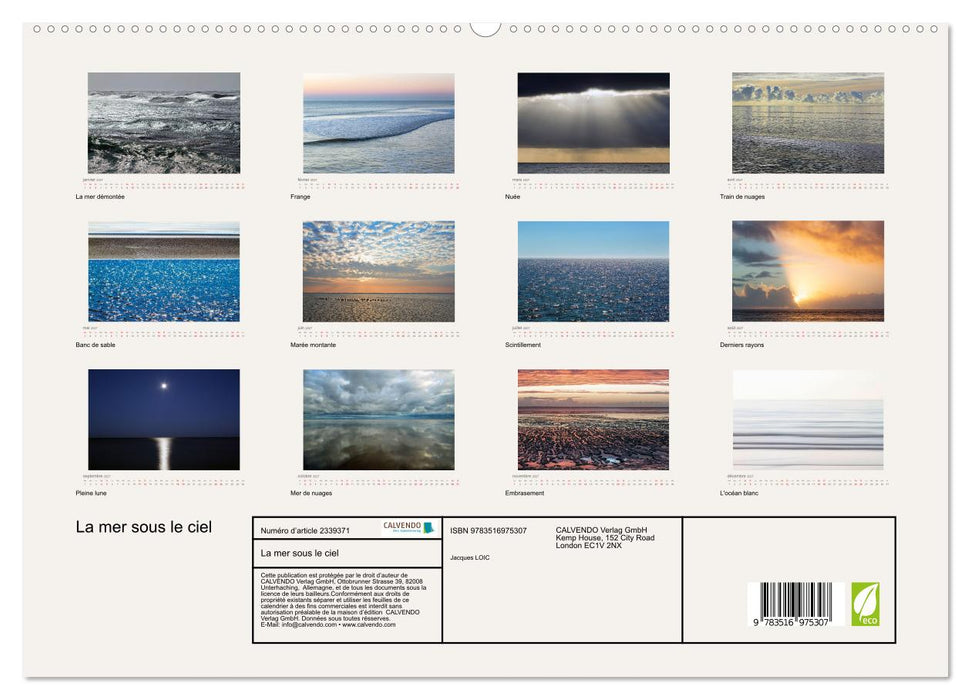 La mer sous le ciel (CALVENDO Calendrier supérieur 2027)