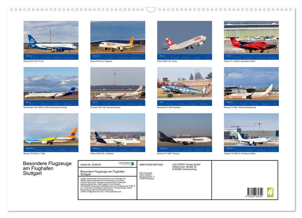 Besondere Flugzeuge am Flughafen Stuttgart (CALVENDO Wandkalender 2027)