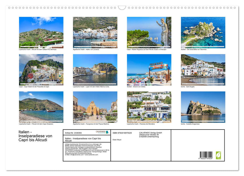 Italien - Inselparadiese von Capri bis Alicudi (CALVENDO Wandkalender 2027)