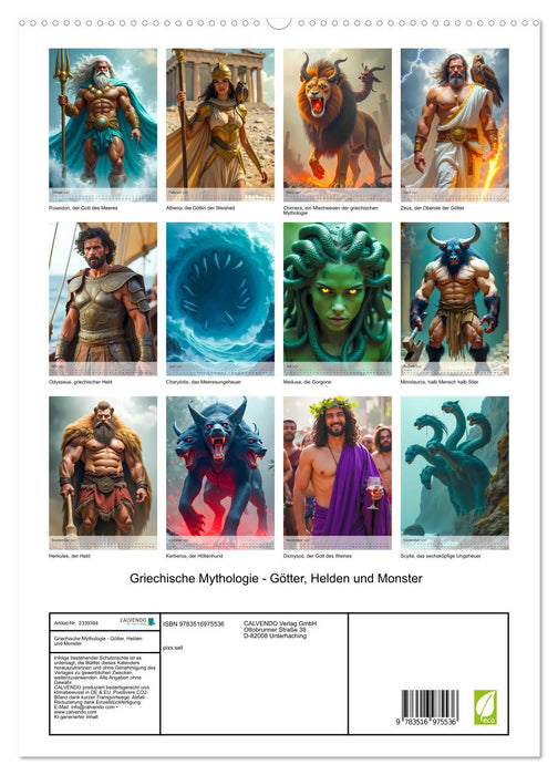 Griechische Mythologie - Götter, Helden und Monster (CALVENDO Premium Wandkalender 2027)