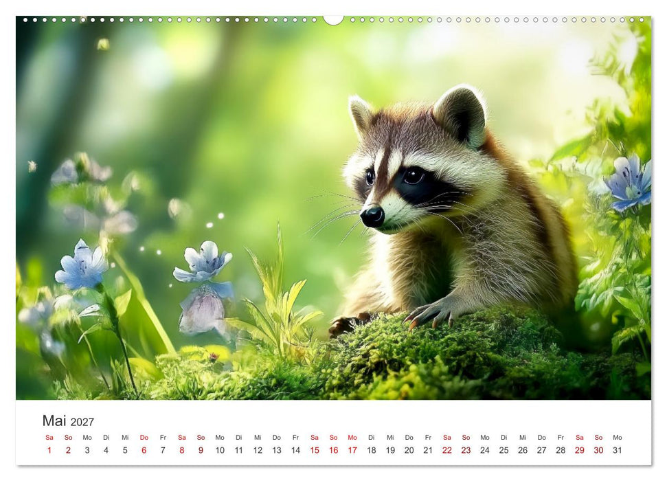 Frech, flauschig, fantastisch - Der Waschbären-Kalender (CALVENDO Premium Wandkalender 2027)