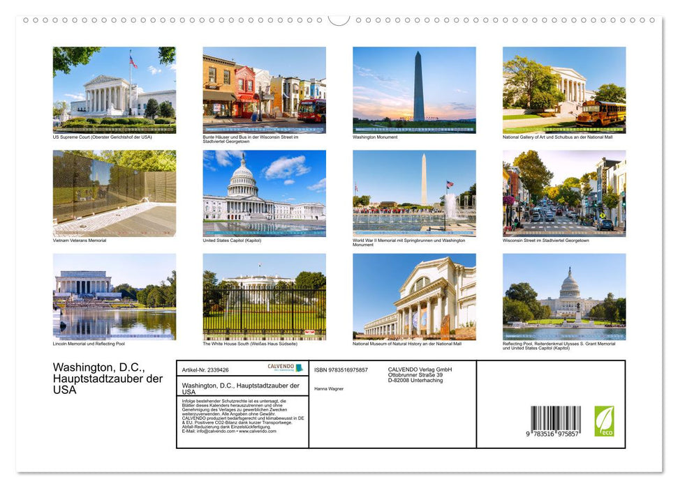 Washington, D.C., Hauptstadtzauber der USA (CALVENDO Premium Wandkalender 2027)