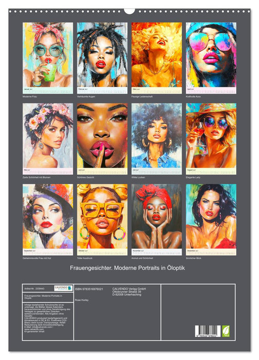 Frauengesichter. Moderne Portraits in Öloptik (CALVENDO Wandkalender 2027)