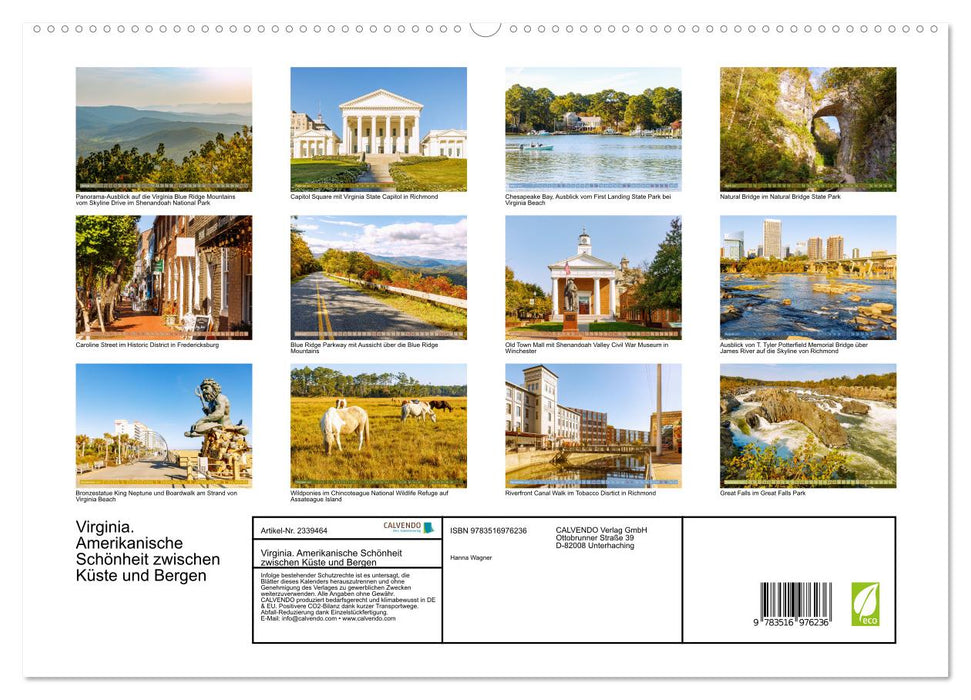 Virginia. Amerikanische Schönheit zwischen Küste und Bergen (CALVENDO Premium Wandkalender 2027)