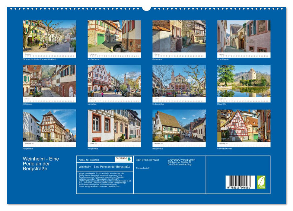 Weinheim - Eine Perle an der Bergstraße (CALVENDO Premium Wandkalender 2027)