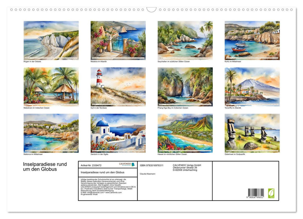 Inselparadiese rund um den Globus (CALVENDO Wandkalender 2027)