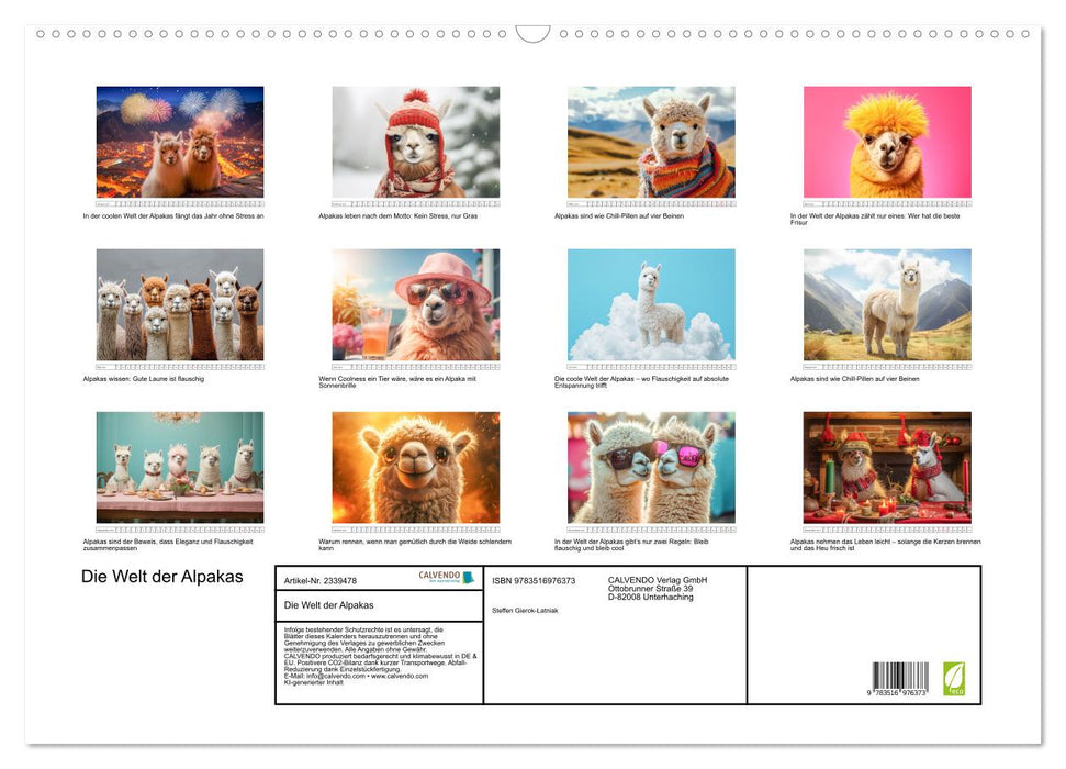 Die Welt der Alpakas (CALVENDO Wandkalender 2027)
