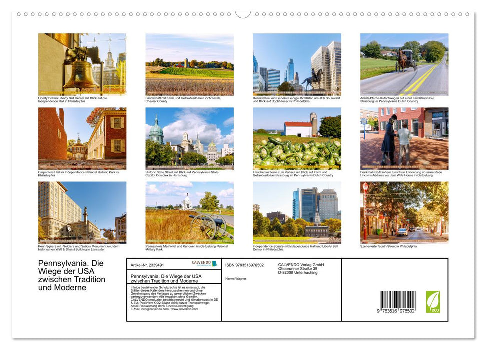 Pennsylvania. Die Wiege der USA zwischen Tradition und Moderne (CALVENDO Premium Wandkalender 2027)