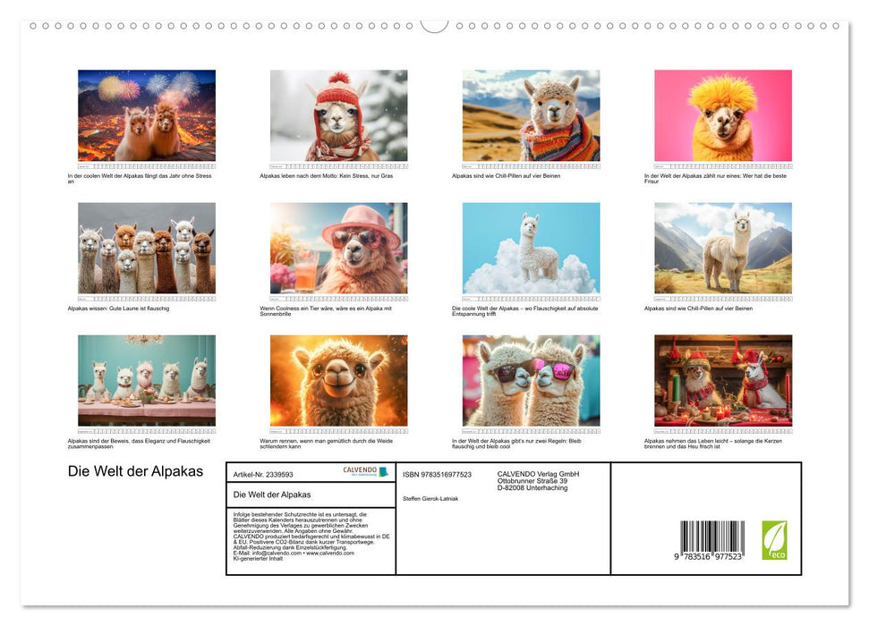 Die Welt der Alpakas (CALVENDO Premium Wandkalender 2027)