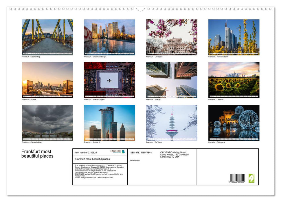 Frankfurt most beautiful places (CALVENDO Monthly Calendar 2027)