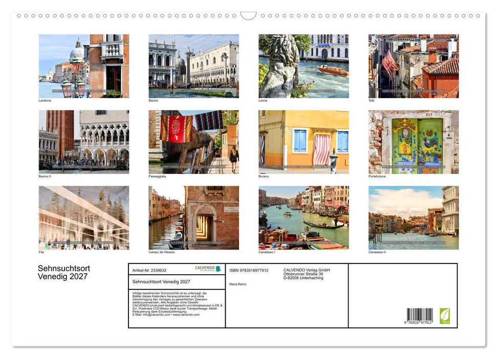 Sehnsuchtsort Venedig 2027 (CALVENDO Wandkalender 2027)