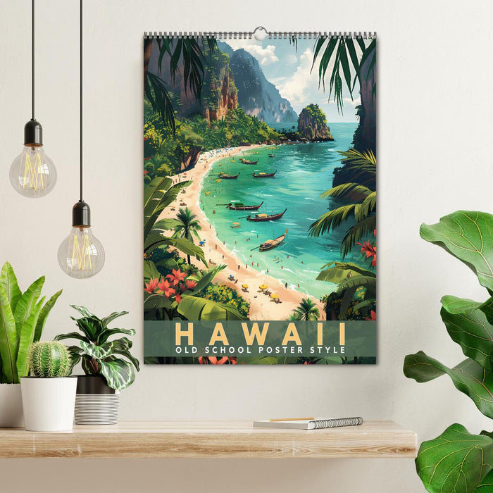 Hawaii - Old School Poster Style (CALVENDO Wandkalender 2027)