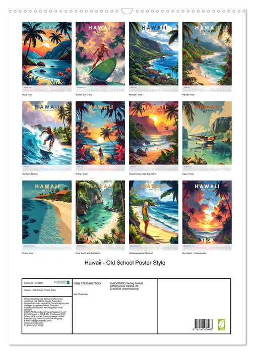 Hawaii - Old School Poster Style (CALVENDO Wandkalender 2027)