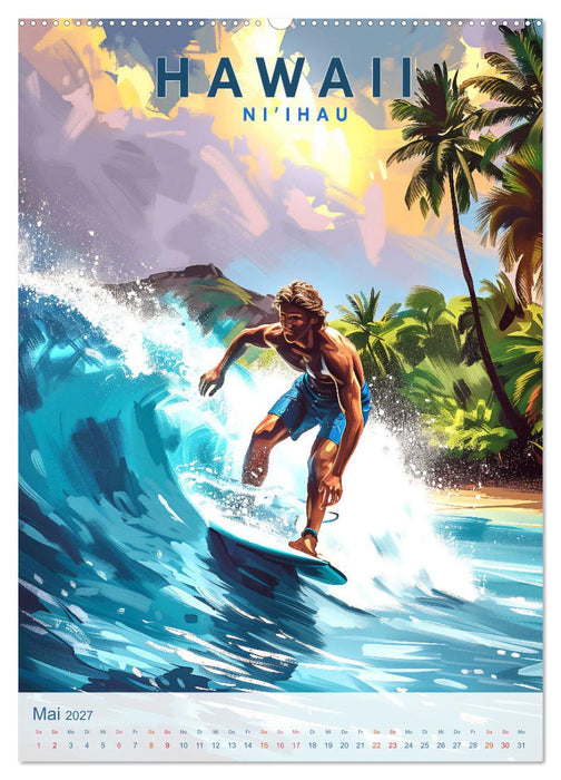 Hawaii - Old School Poster Style (CALVENDO Wandkalender 2027)