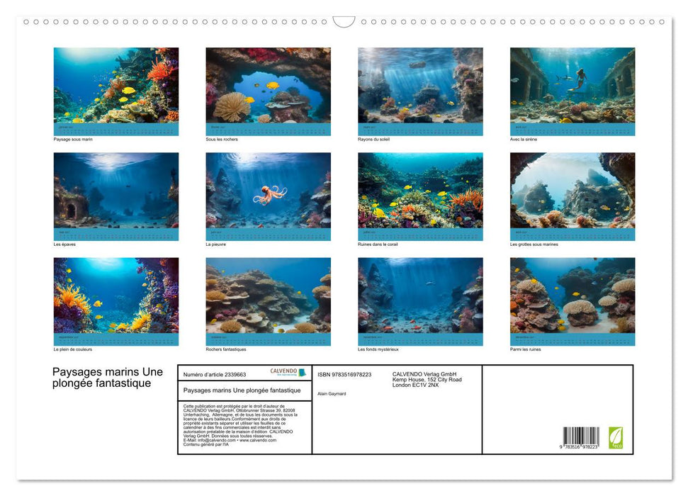 Paysages marins Une plongée fantastique (CALVENDO Calendrier mensuel 2027)