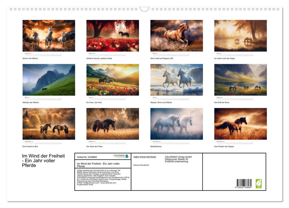 Im Wind der Freiheit - Ein Jahr voller Pferde (CALVENDO Wandkalender 2027)