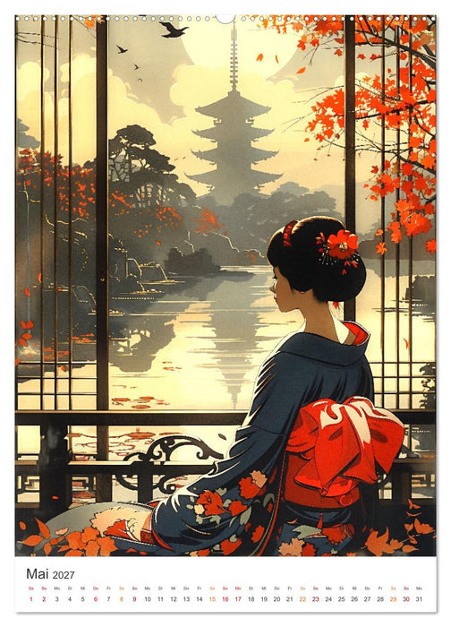Geisha - Old School Poster Style (CALVENDO Wandkalender 2027)