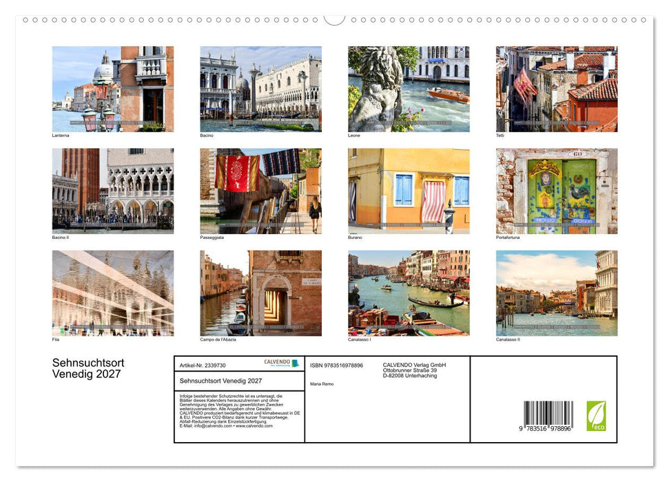 Sehnsuchtsort Venedig 2027 (CALVENDO Premium Wandkalender 2027)