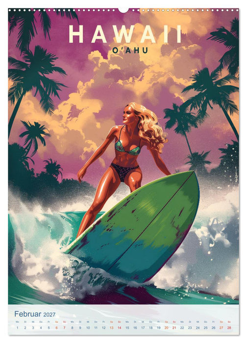 Hawaii - Old School Poster Style (CALVENDO Premium Wandkalender 2027)