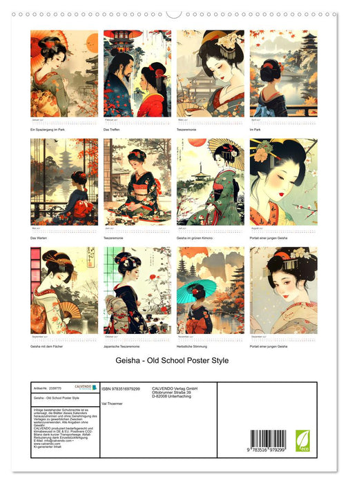 Geisha - Old School Poster Style (CALVENDO Premium Wandkalender 2027)