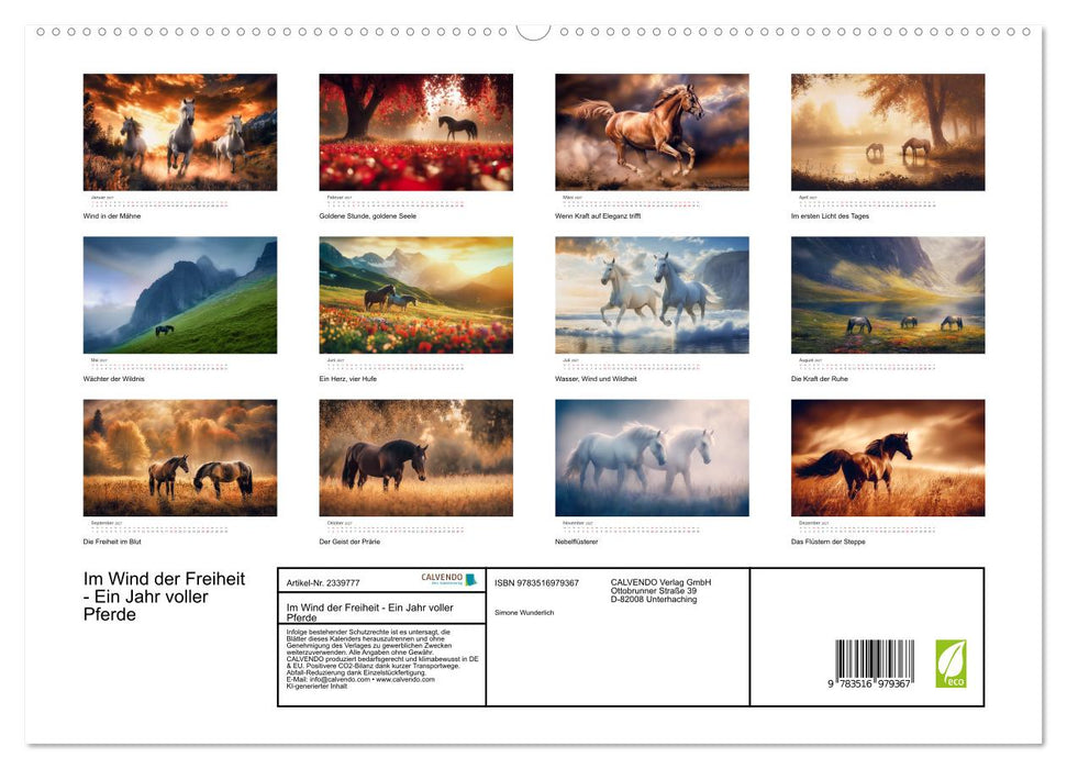 Im Wind der Freiheit - Ein Jahr voller Pferde (CALVENDO Premium Wandkalender 2027)