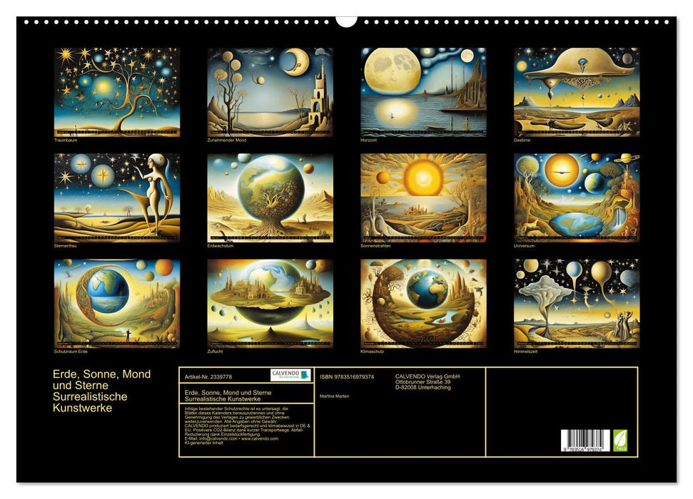 Erde, Sonne, Mond und Sterne Surrealistische Kunstwerke (CALVENDO Wandkalender 2027)