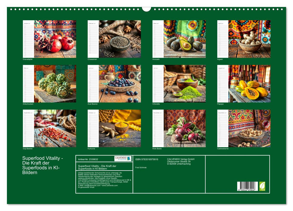 Superfood Vitality - Die Kraft der Superfoods in KI-Bildern (CALVENDO Wandkalender 2027)