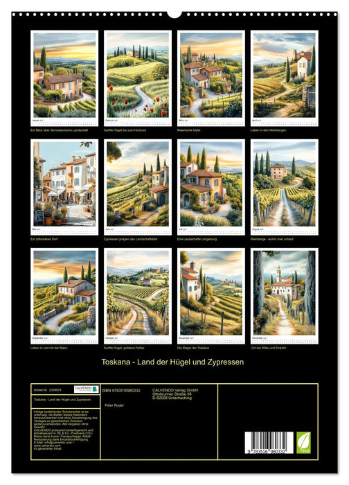 Toskana - Land der Hügel und Zypressen (CALVENDO Premium Wandkalender 2027)