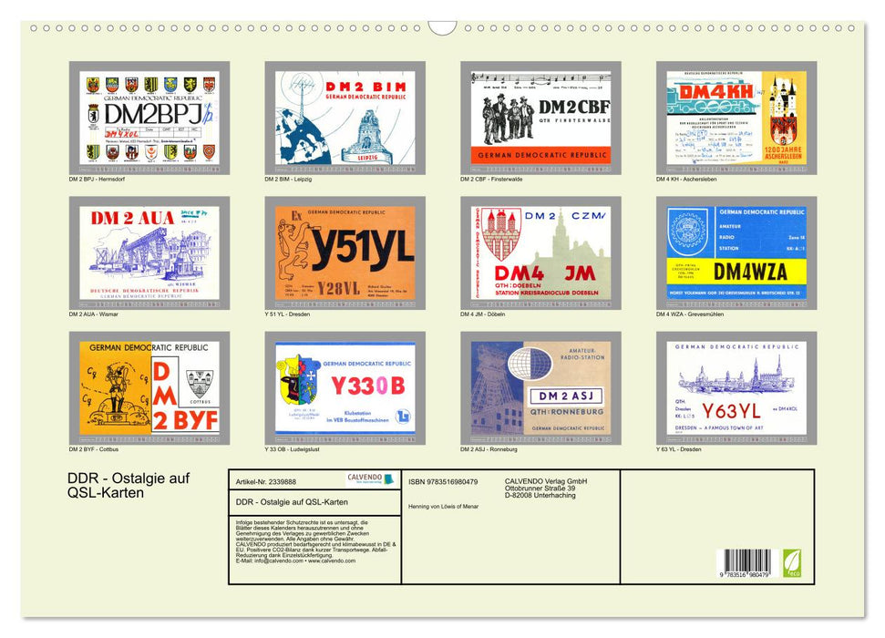 DDR - Ostalgie auf QSL-Karten (CALVENDO Wandkalender 2027)
