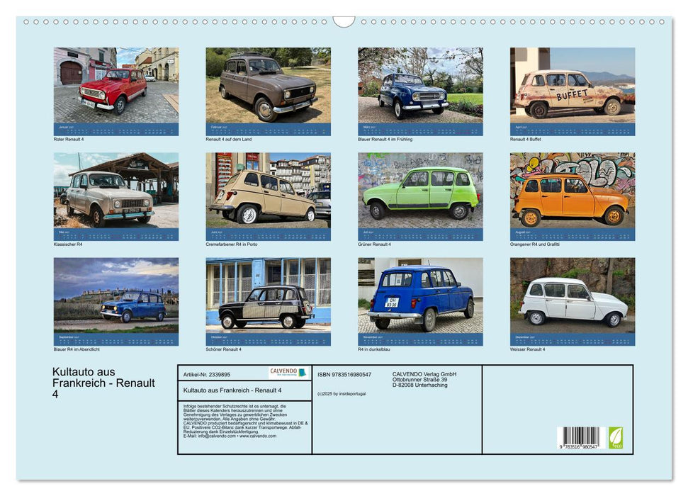 Kultauto aus Frankreich - Renault 4 (CALVENDO Wandkalender 2027)